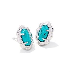 KENDRA SCOTT PIPER SILVER STUD EARRINGS IN VARIEGATED TURQUOISE MAGNESITE